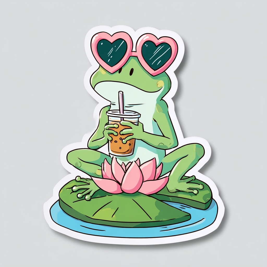 Sassy Frog Sticker: Chill Vibes & Coffee Fun