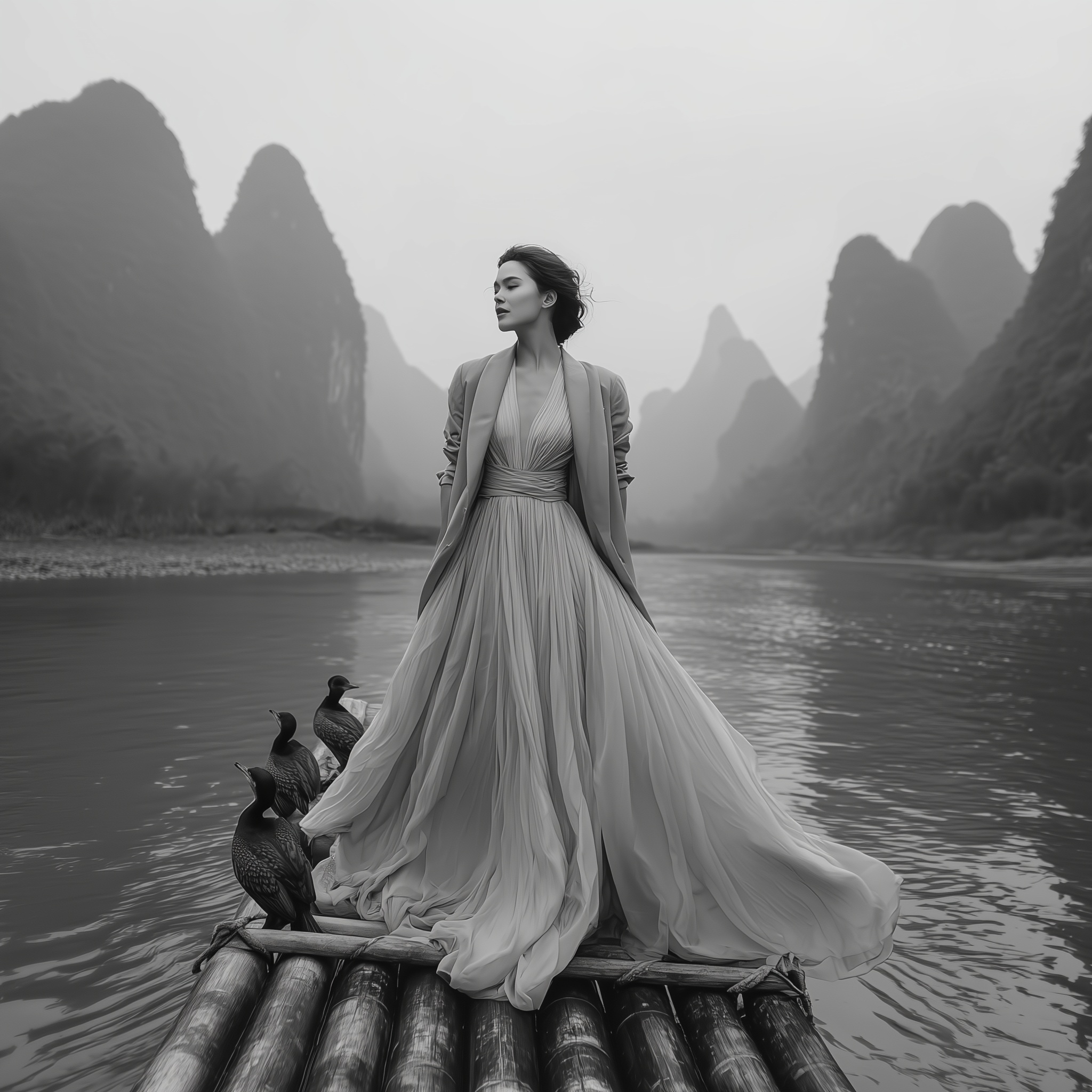 Serene Elegance: Fashion in Nature's Embrace