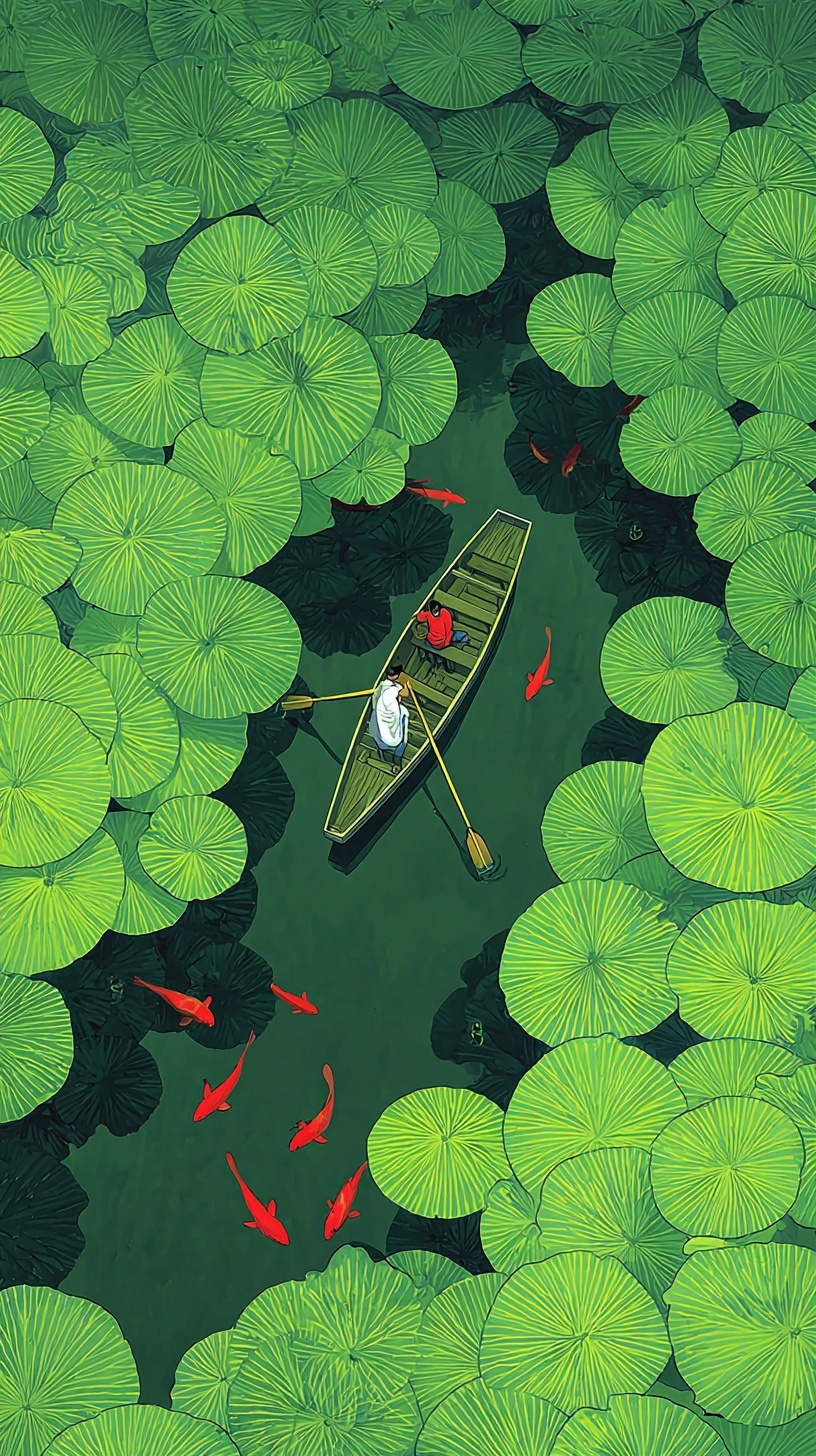 Serene Lotus Pond: Nature's Artistry Unveiled