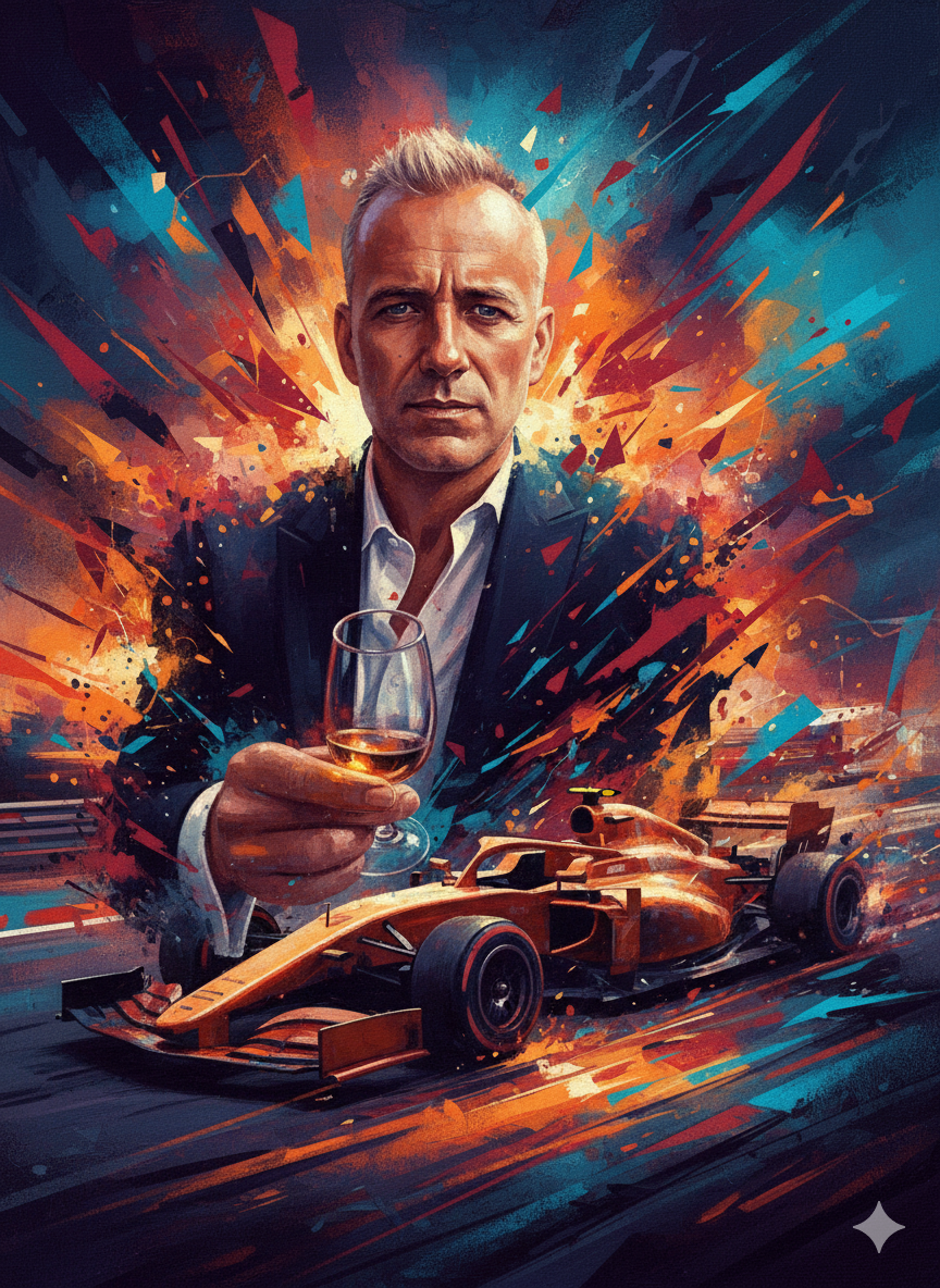 Abstract Realism: Dynamic Race Car Driver Portrait