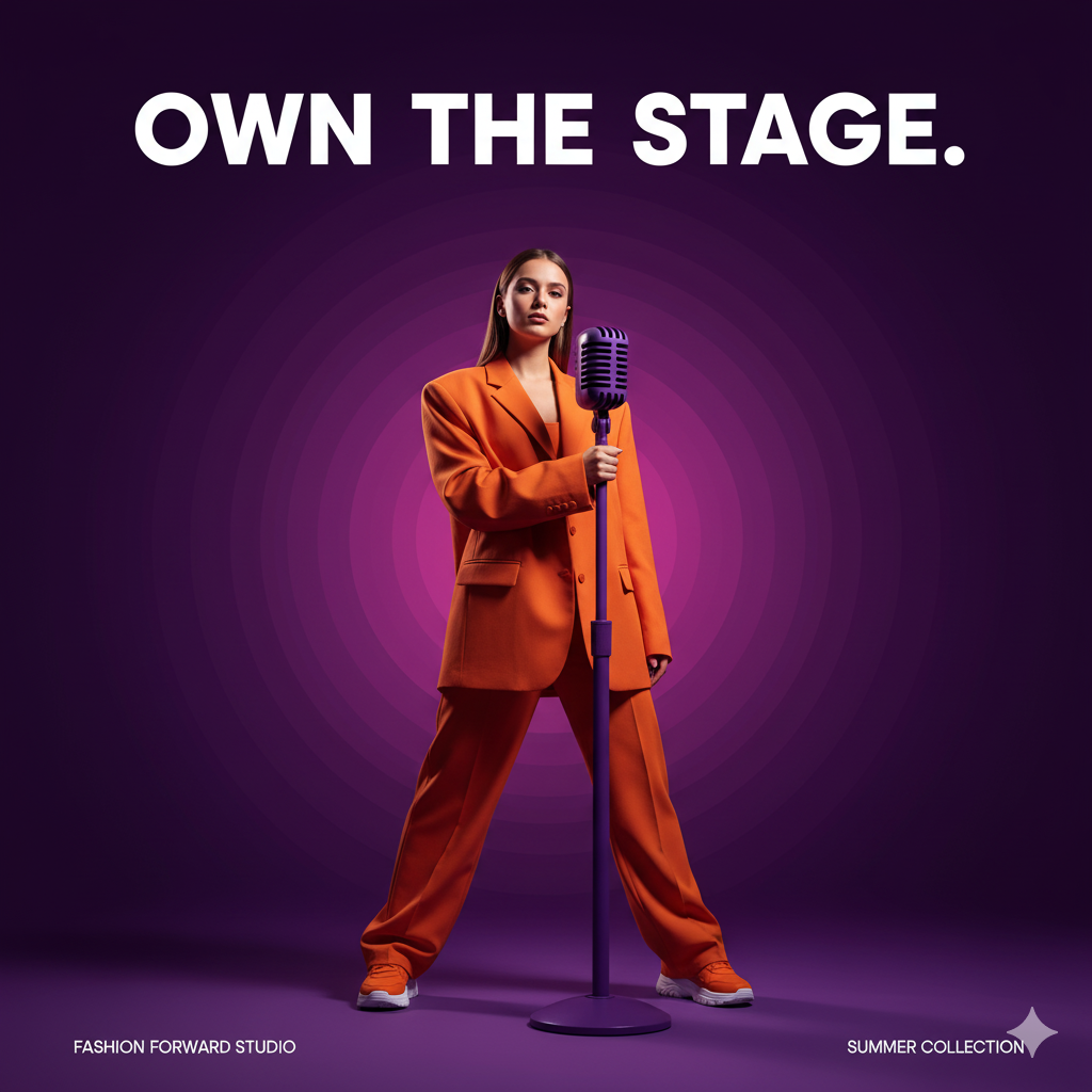 Bold Monochrome Fashion Editorial: Orange & Purple