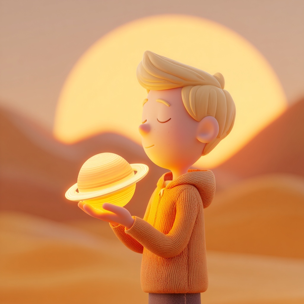 Stunning 3D Art: Dreamy Human with Saturn