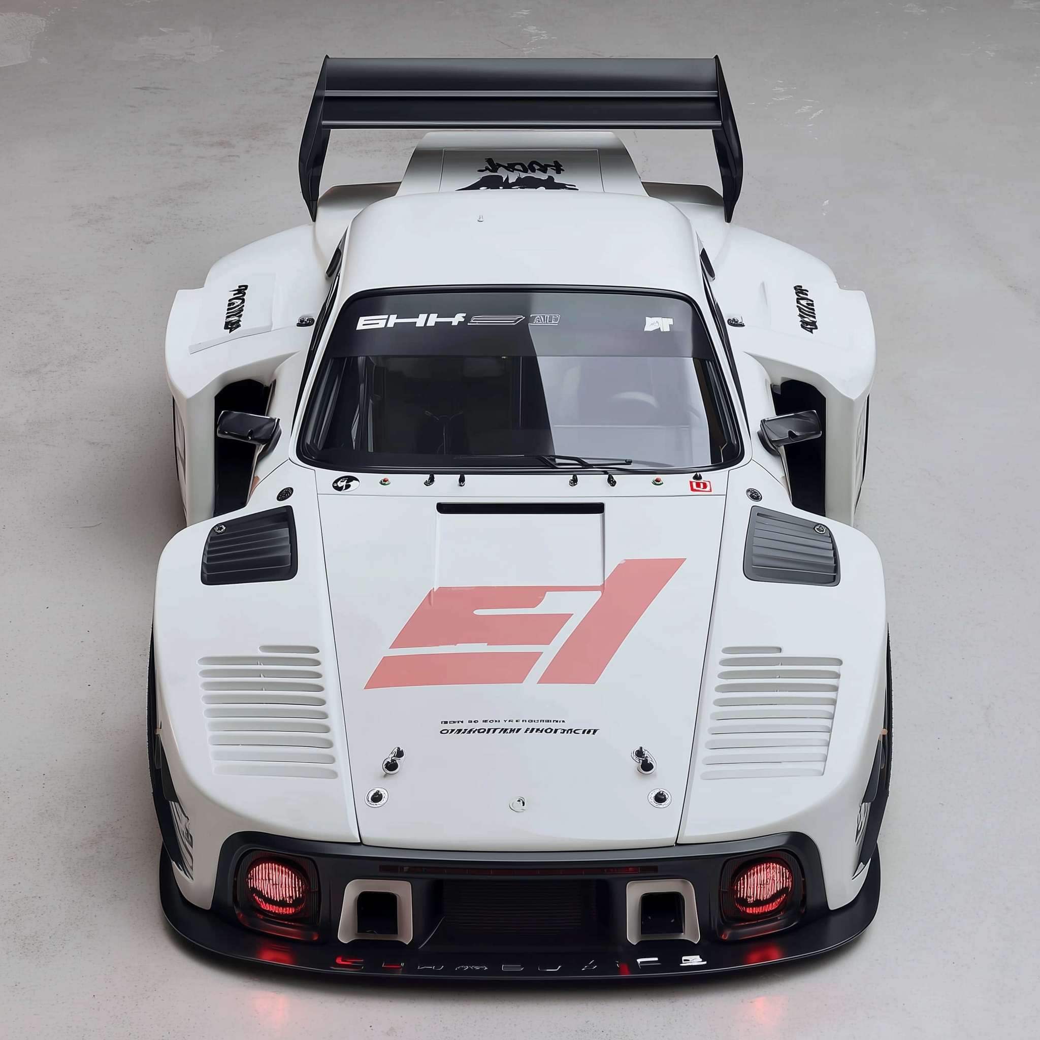 Stunning Drone View: Black Spoiler on White Car