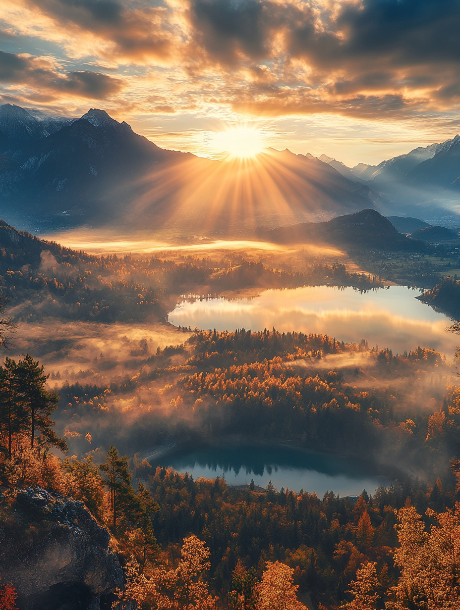 Stunning Sunrise Over an Autumn Valley