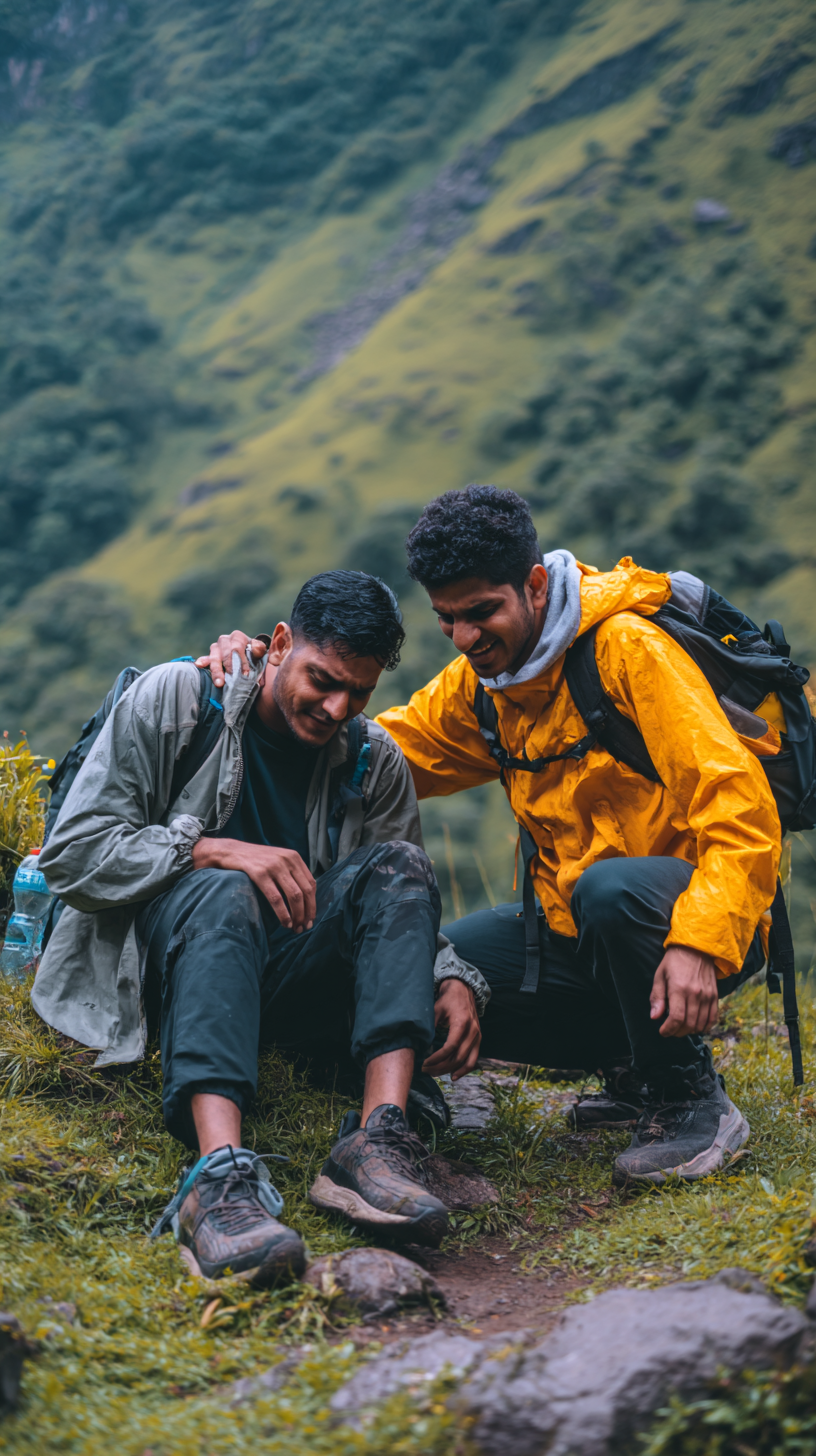 Supporting Friendship on a Scenic Mountain Trail