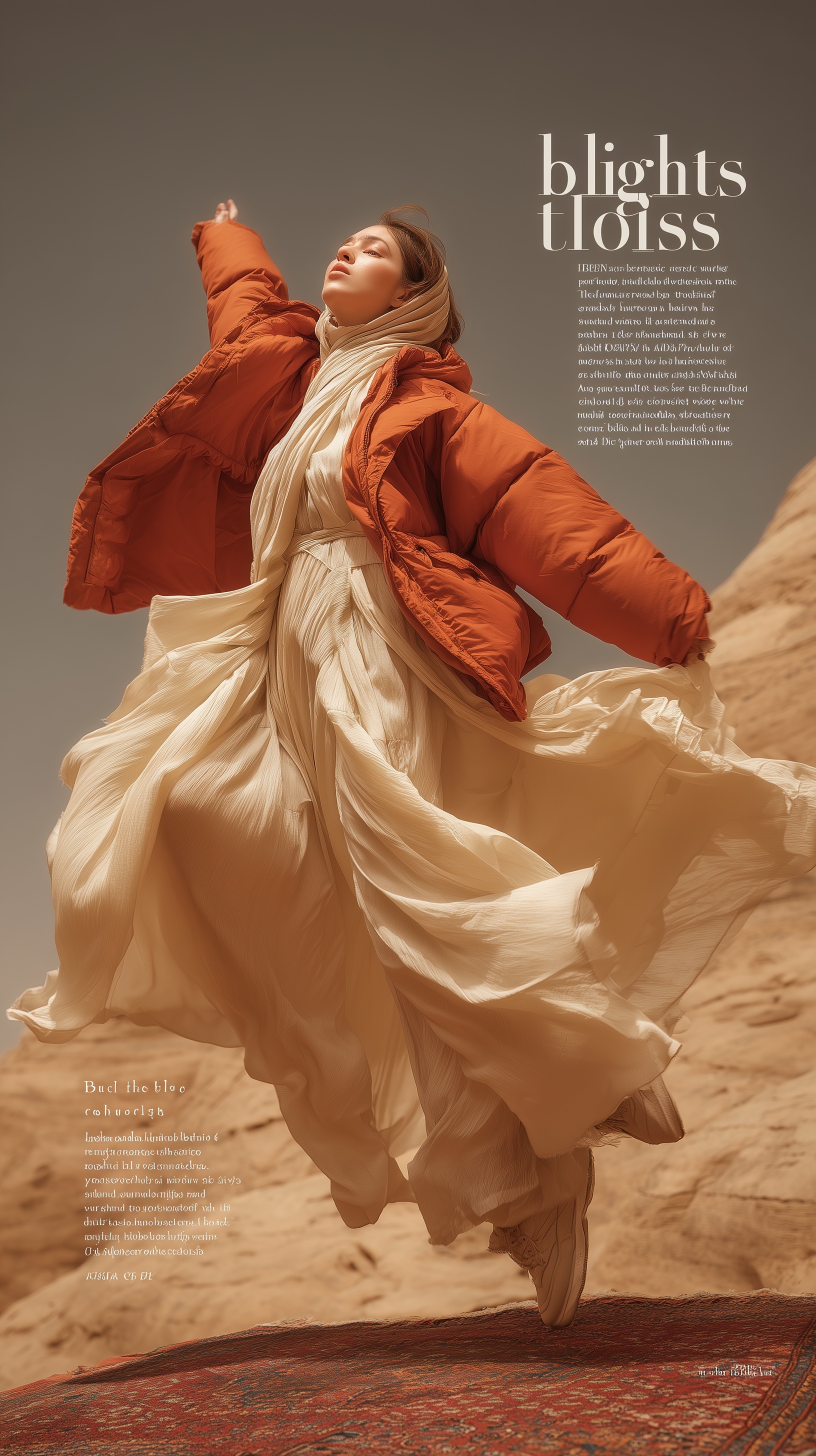 Surreal Fashion: Saudi Woman in Desert Canyon
