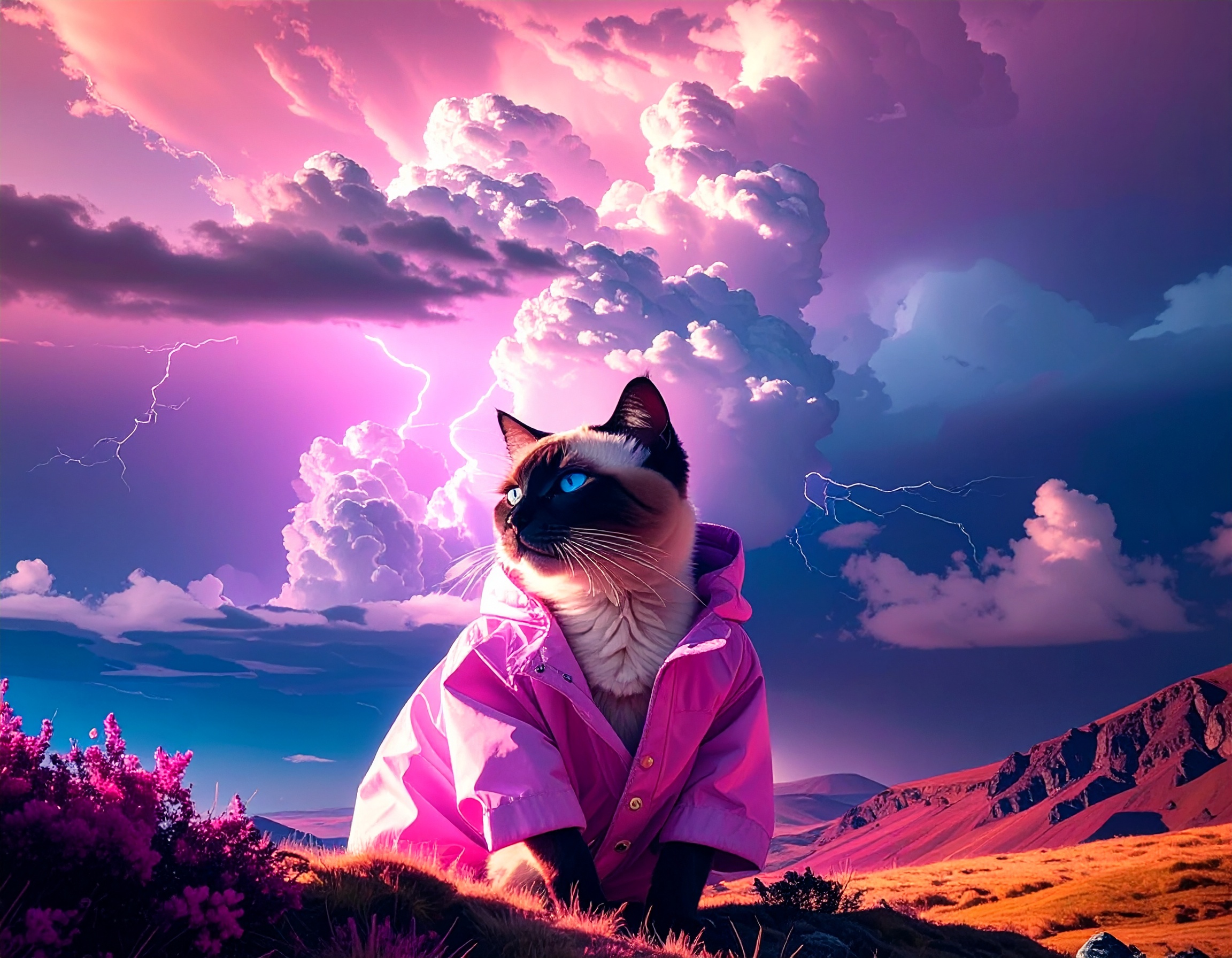 Siamese Cat in Scottish Highlands