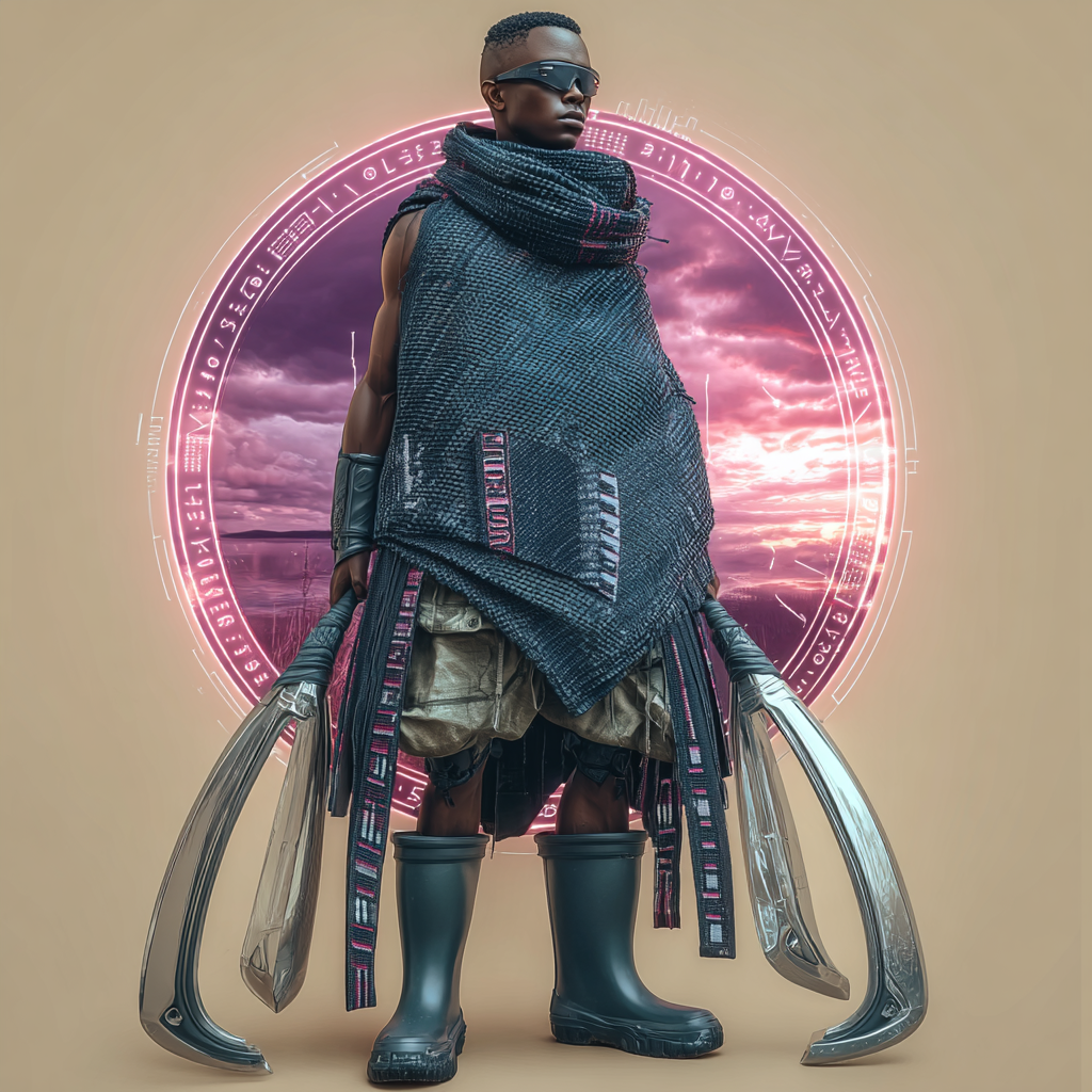 The Cyberpunk Basotho Warrior: A Battle-Ready Sentinel