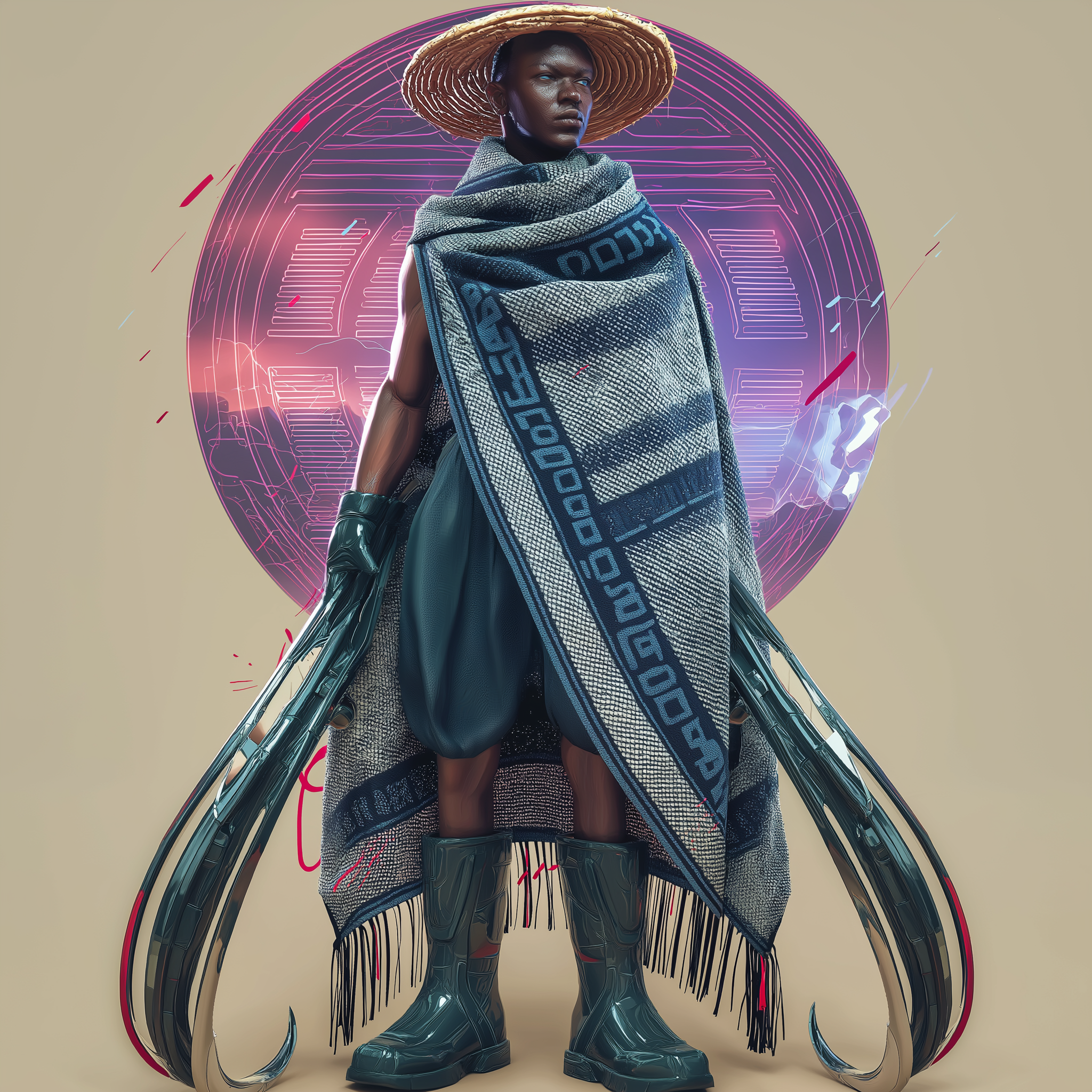 The Cyberpunk Basotho Warrior: A Fusion of Tradition and Future