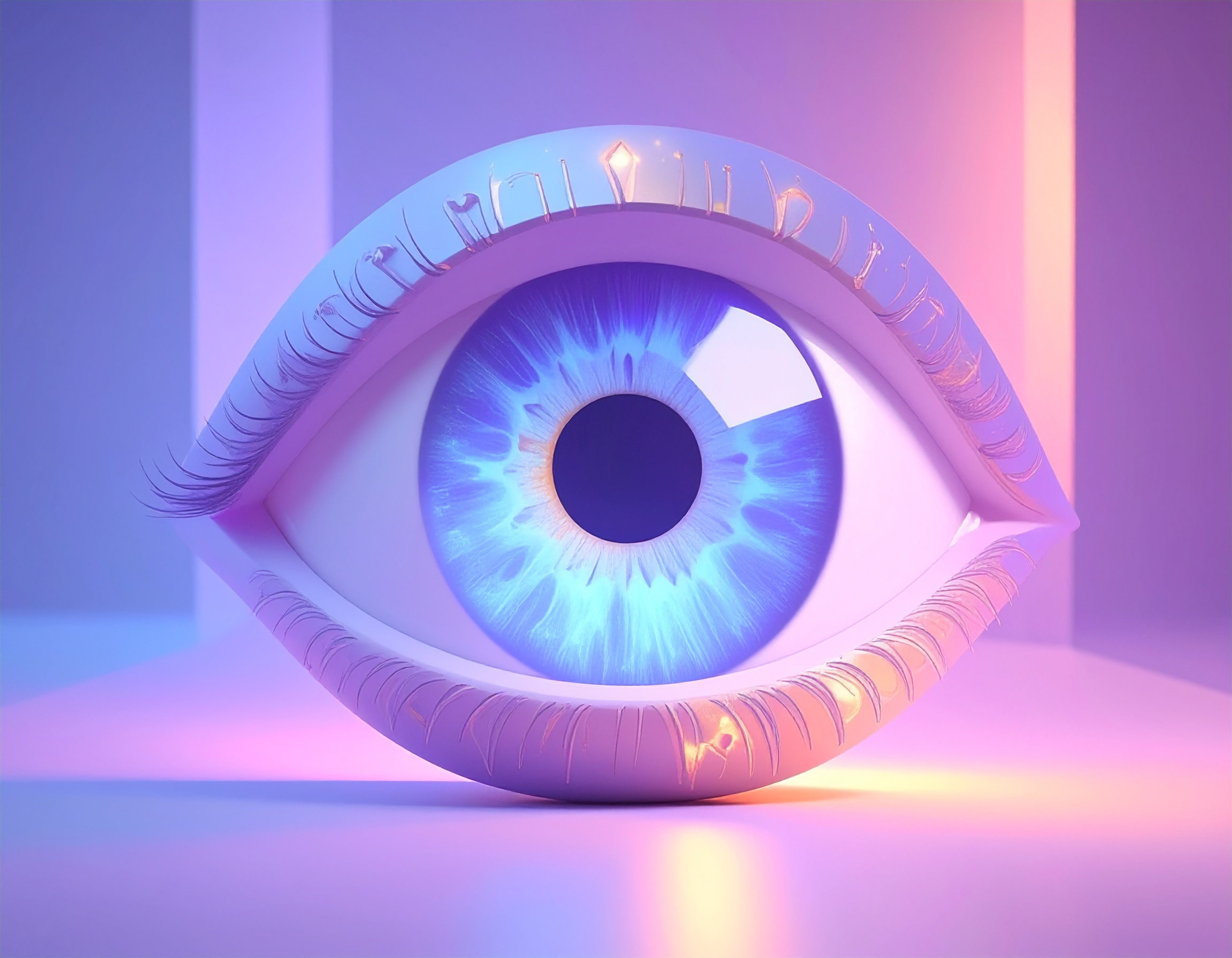The emblem of a sharp human eye, but the iris as if it has a holistic view of everything, formed a circle divided into 360 degrees.
