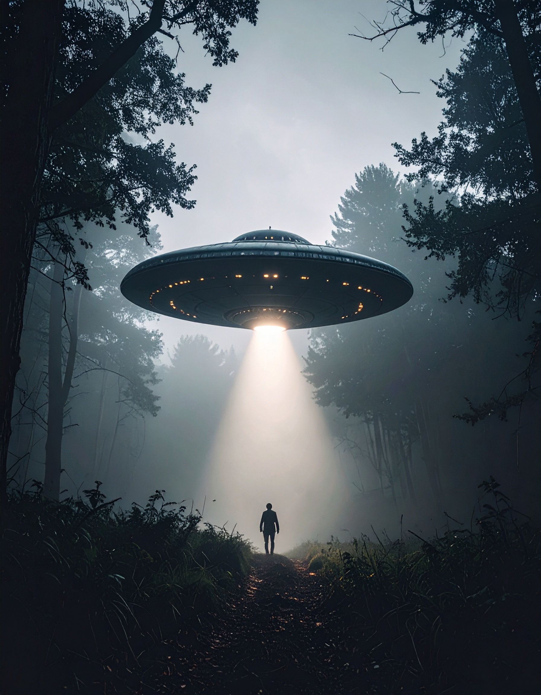 UFO Lights in Foggy Abduction Scene