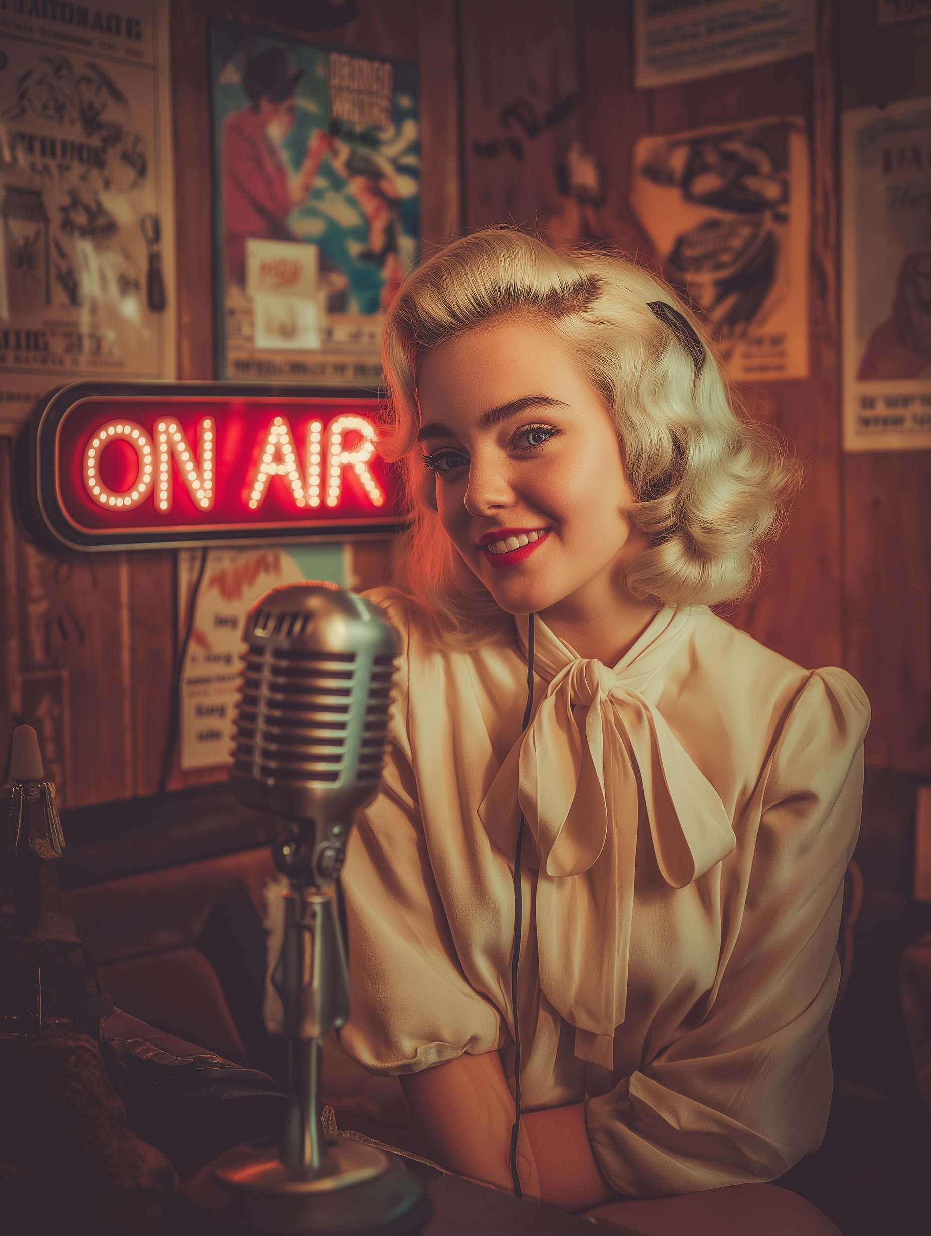 Timeless 70s Vibes: Retro Singer in Cozy Studio