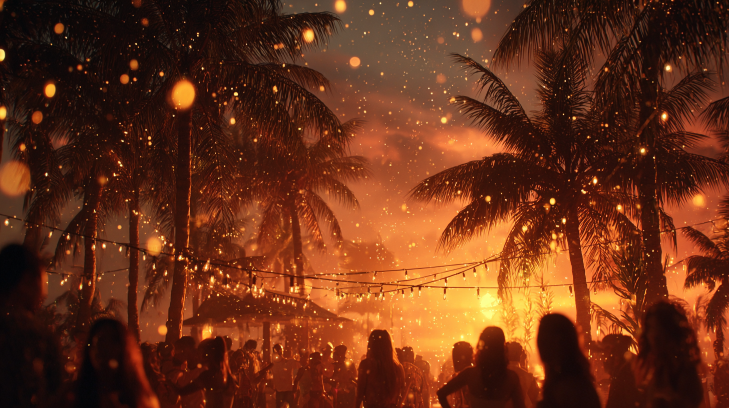 Tropical Beach Party at Golden Hour