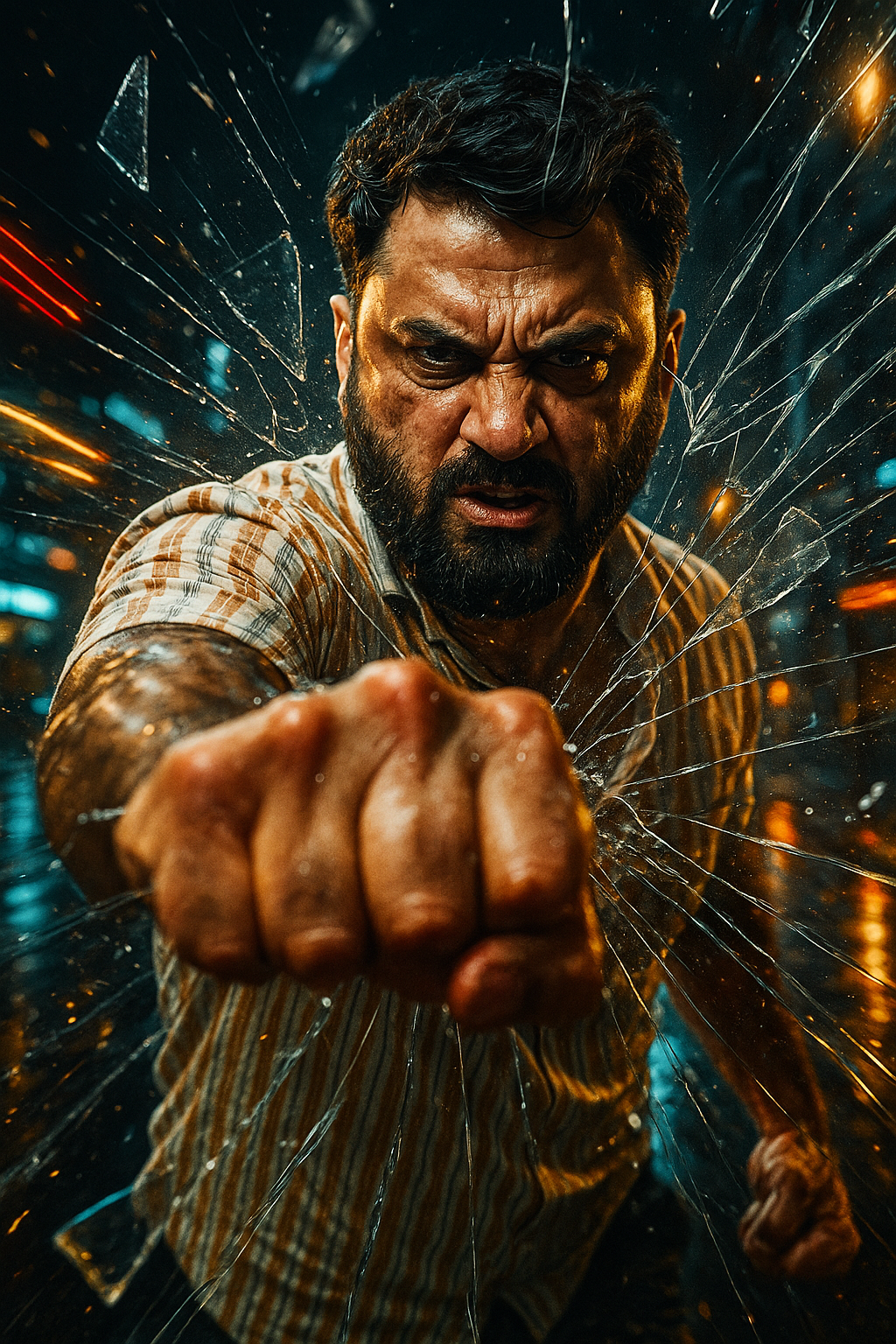 Hyper-Realistic 16K Action Scene: 3D Punch Impact