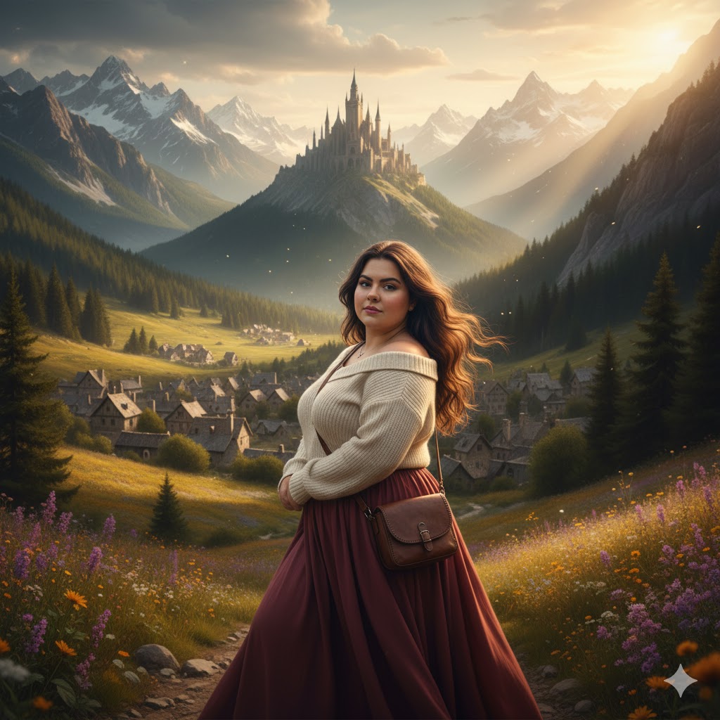 4K Cinematic Portrait: Curvy Woman in Mountain Valley