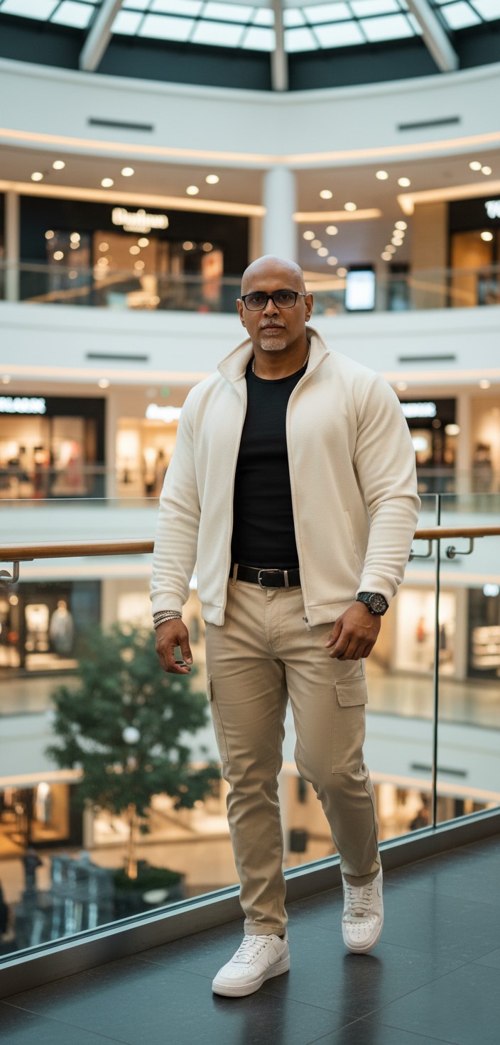 Stylish South Asian Man on Glass Balcony