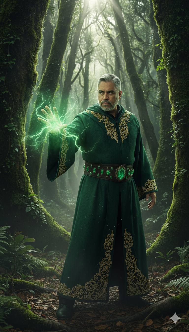 Wizard in Ancient Forest: Ultra-Realistic Portrait