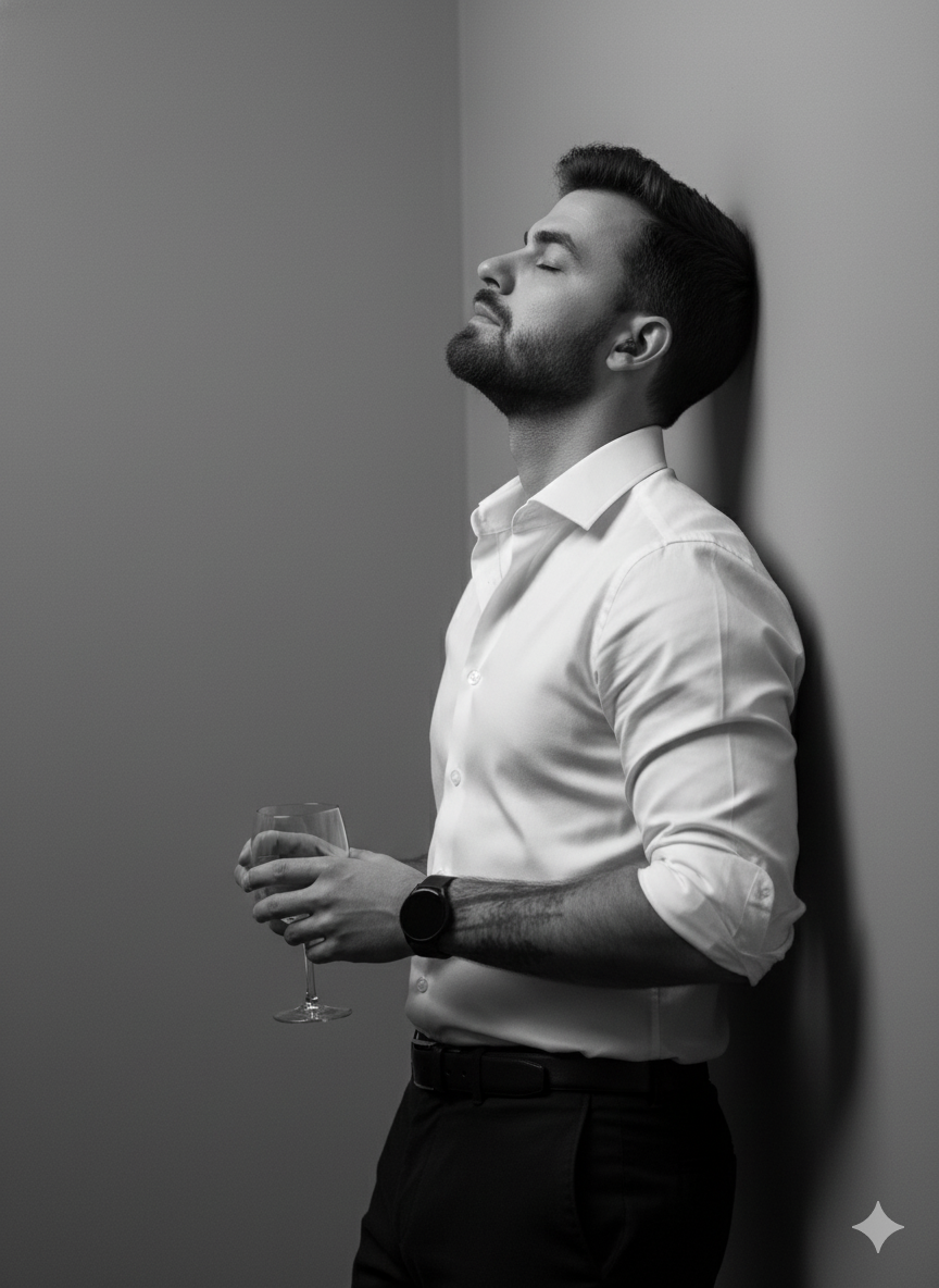 Black and White Portrait of Elegant Introspection