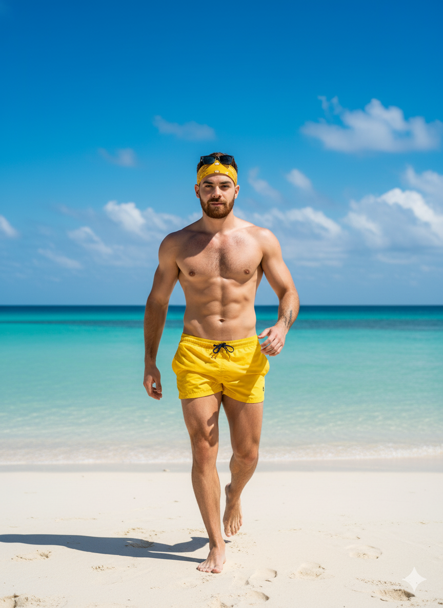Enhance Image: Muscular Man in Beachwear