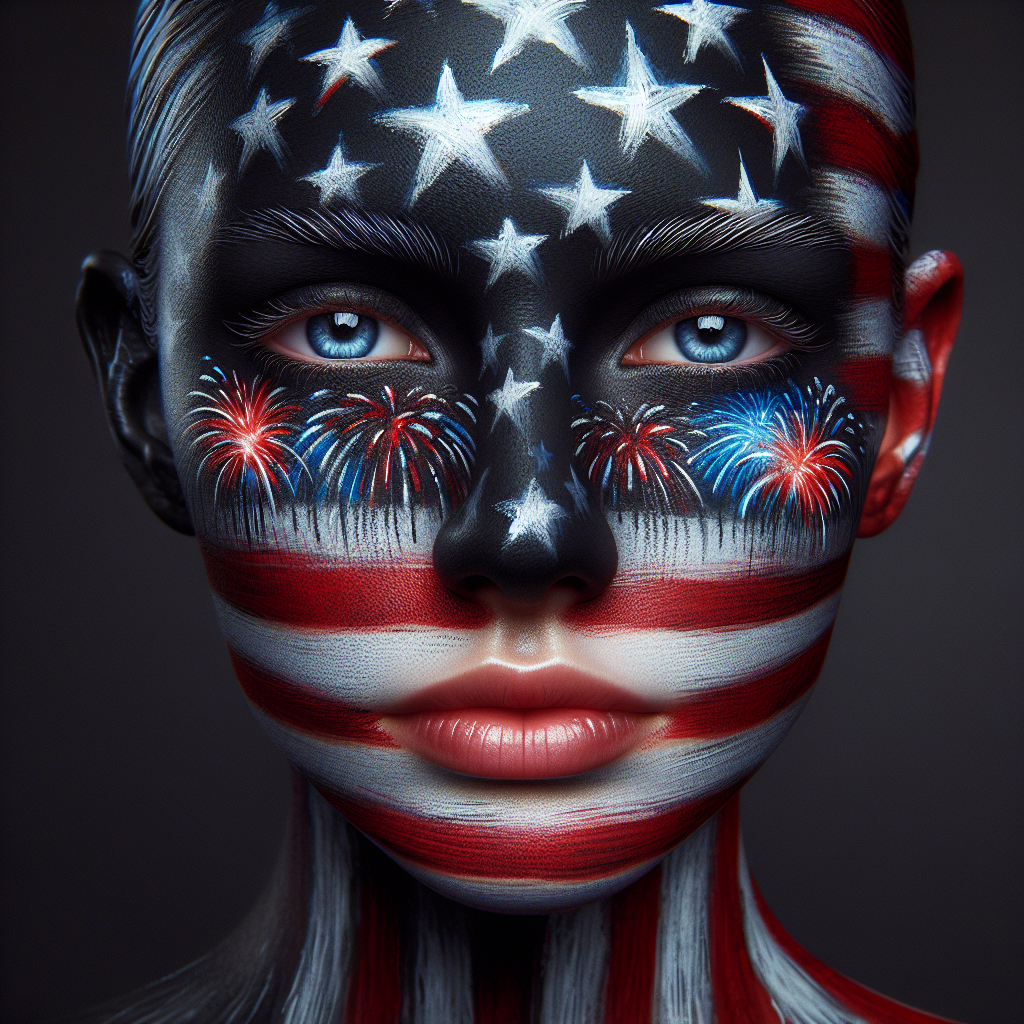 User Photo with Tricolor Face Tattoo Ove