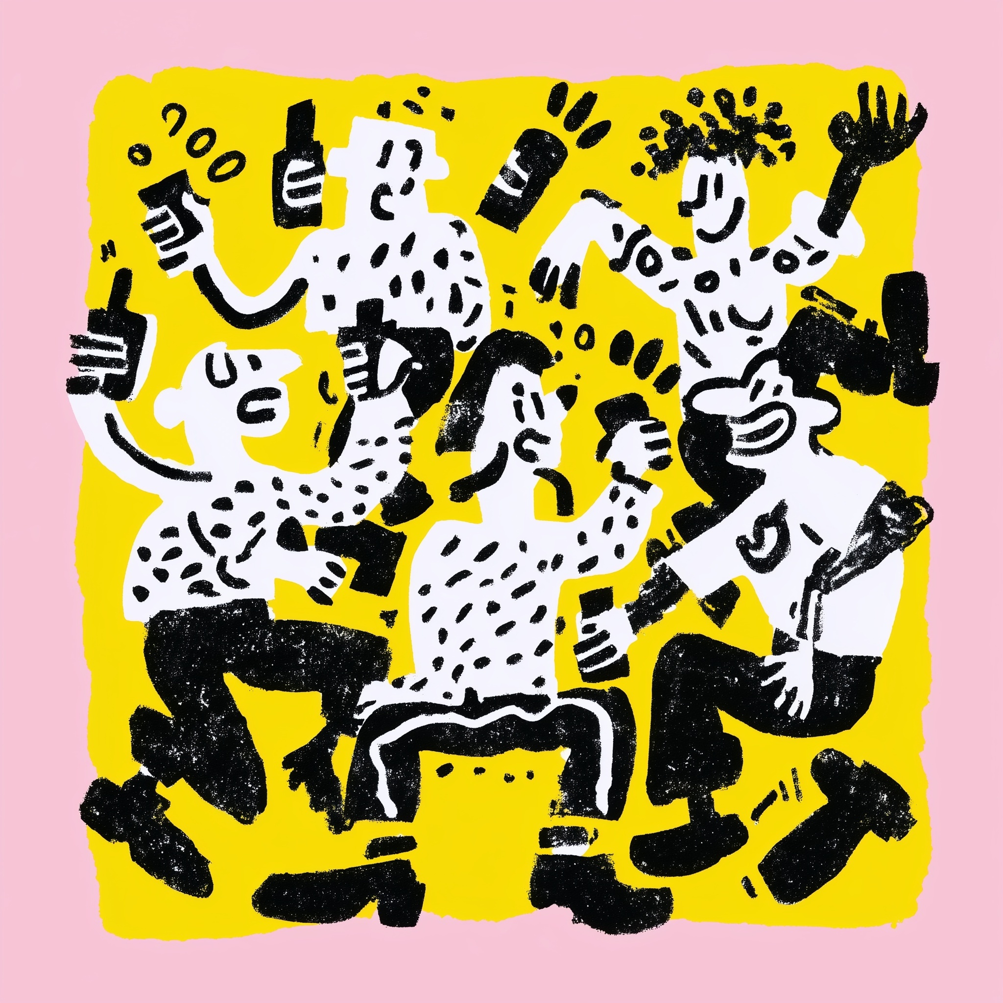 Vibrant French Cartoon: Dance Party Fun!