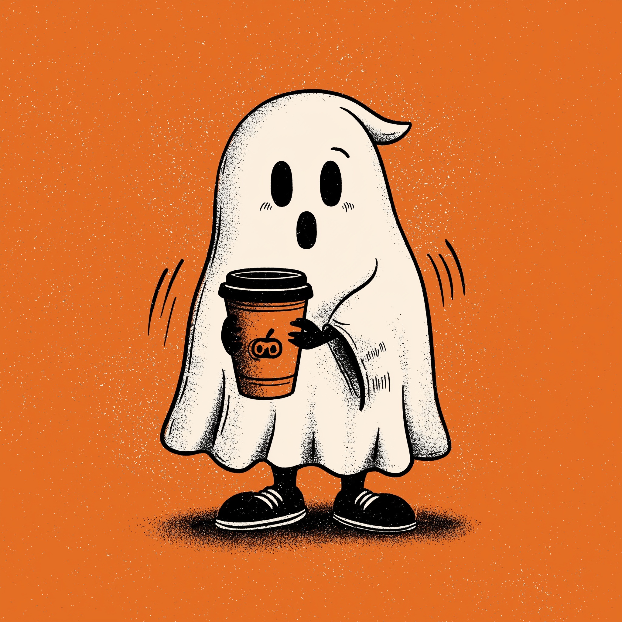 Vintage 90s Ghost with Pumpkin Latte T-shirt Design