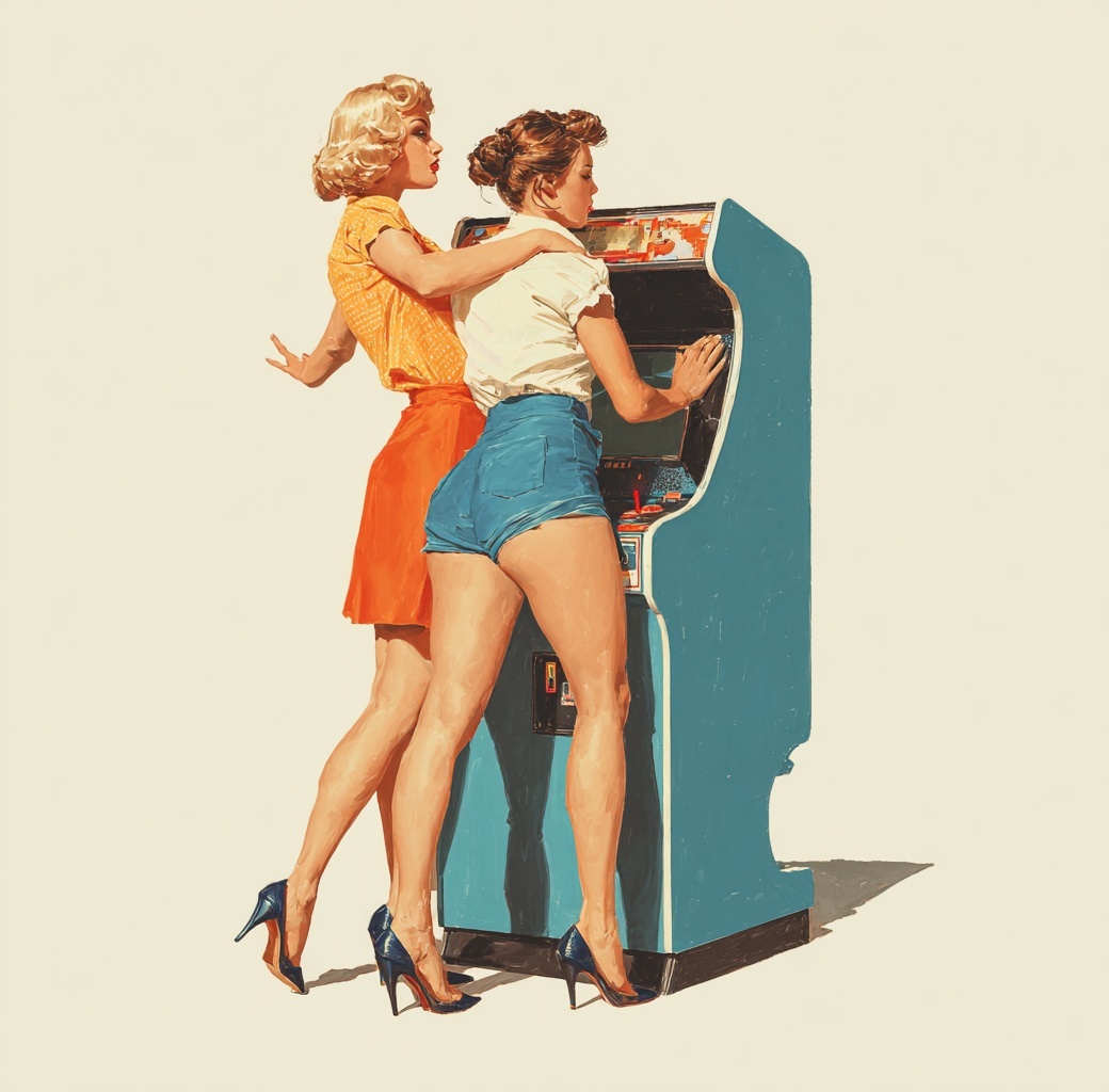 Vintage Arcade Fun: Women in Retro Style