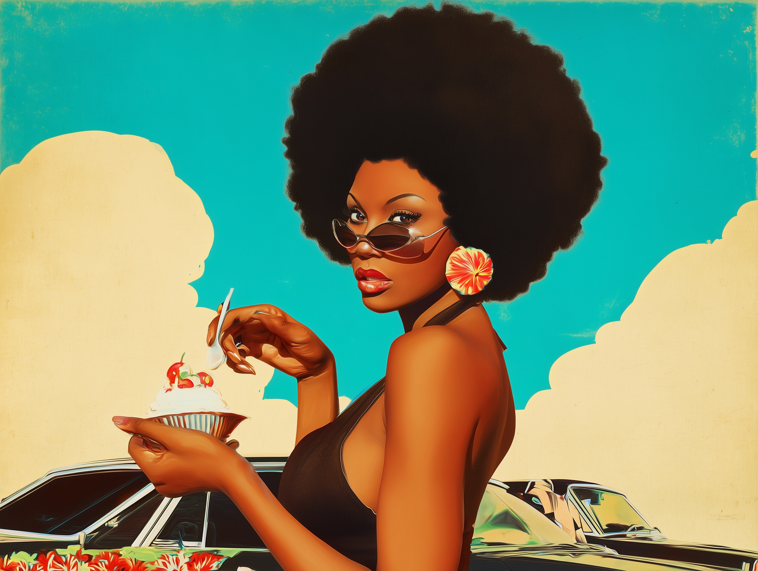 Vintage Shake and Bake Poster: Afro Pin-Up Art