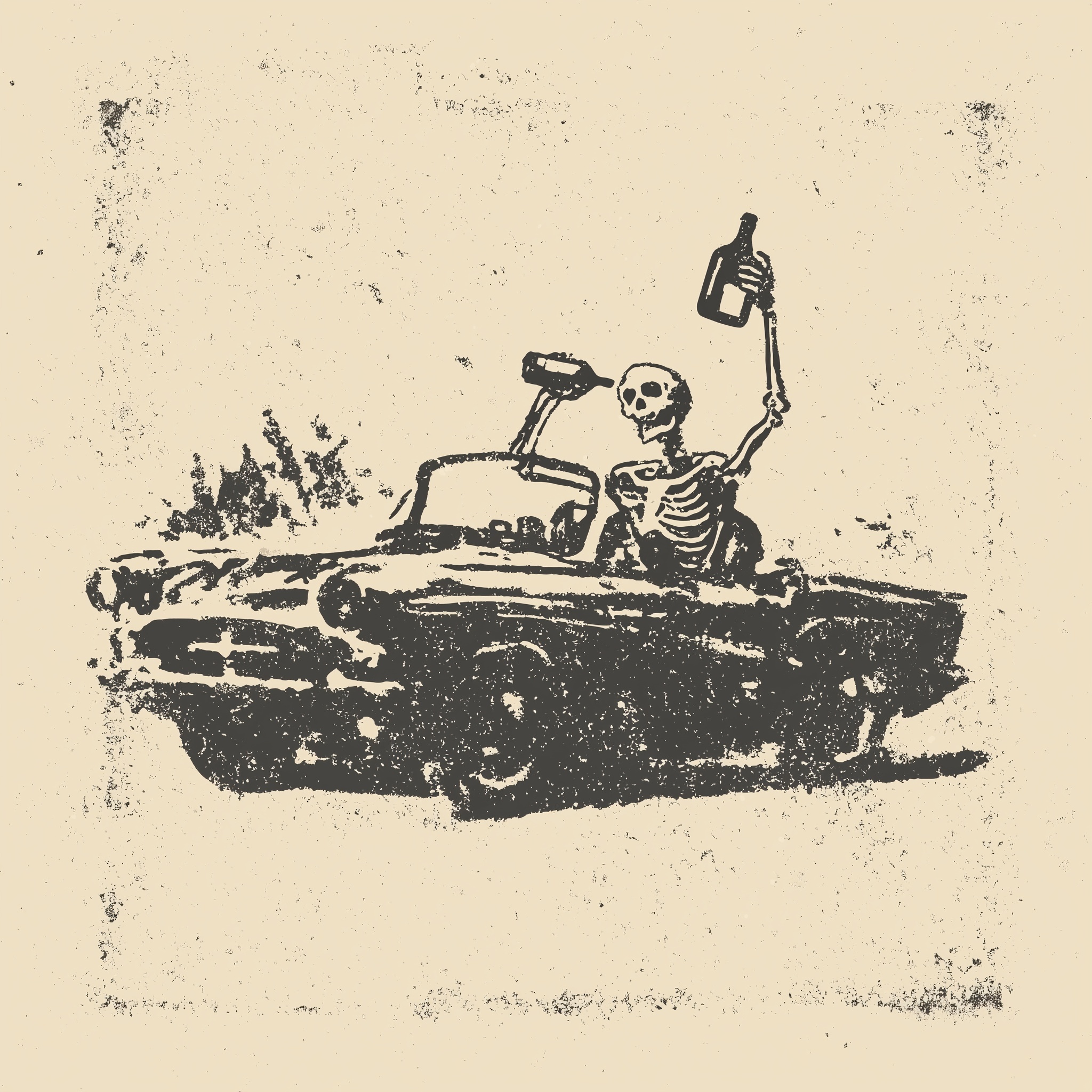 Vintage Skeleton Whiskey Road Trip Graphic