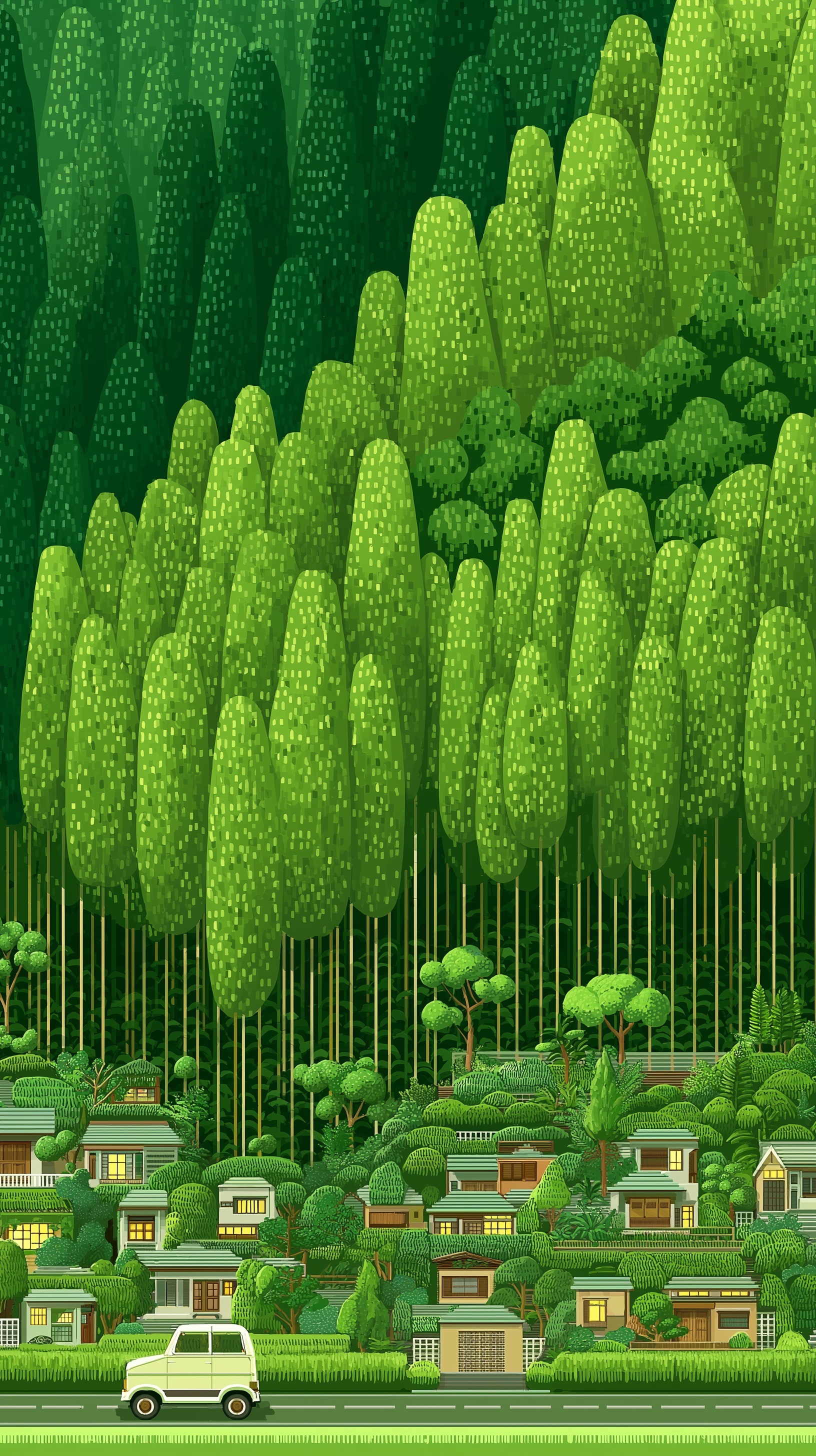 Whimsical Green Tree Magic: A Playful Escape