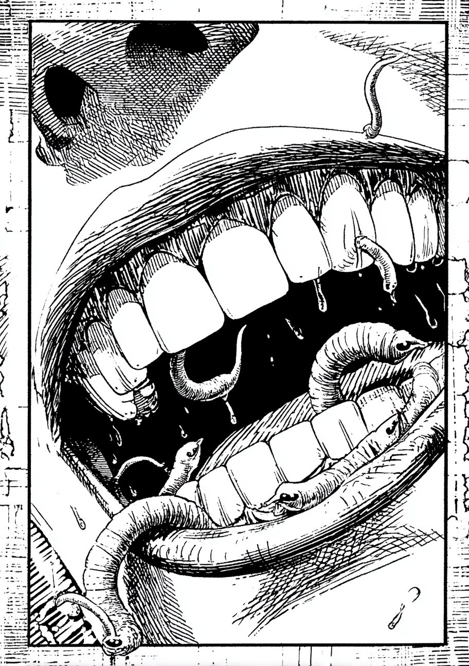 Worms on a Plate: 80s Comic Style Illustration