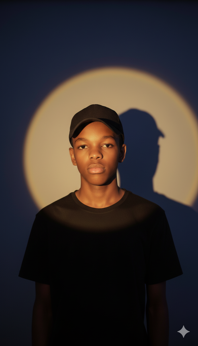 Dramatic Portrait of Serious Black Boy