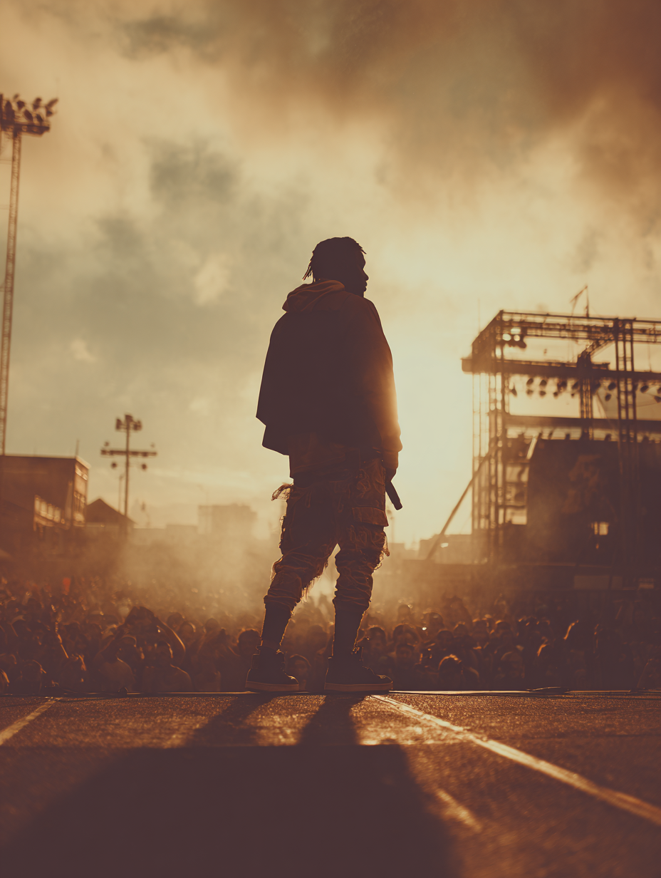 Young Hip Hop Artist Performing on an Outdoor Stage